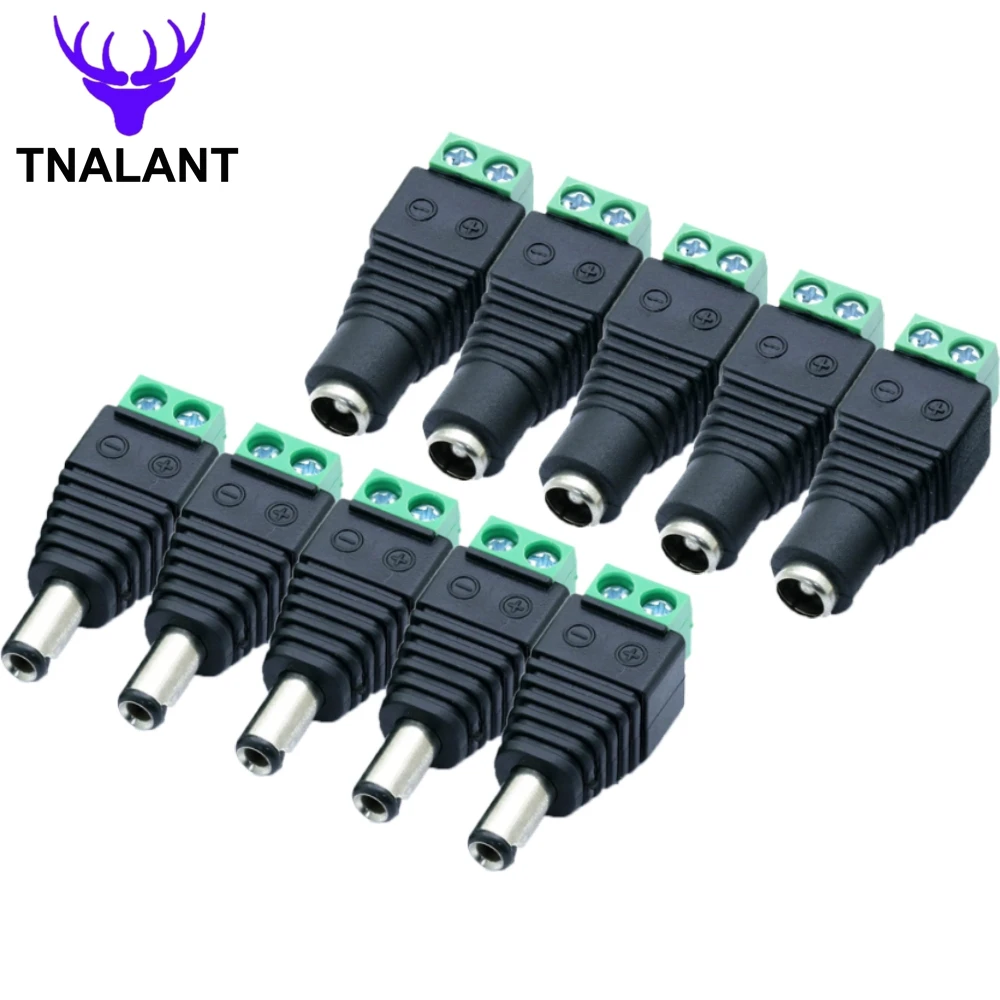 Female Male DC Connector 5.5mm x 2.1mm Power Jack Adapter Plug Cable Connector For LED Strip Security Cameras