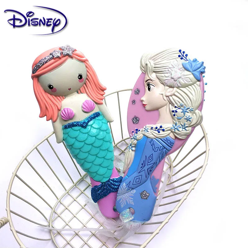 Princess frozen hair brush brosse cheveux children\'s gentle anti-static brush curly side face mermaid hair comb Disney