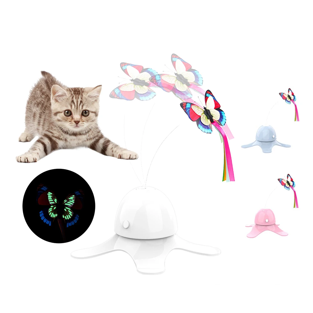 Pet Electric Toy Automatic Cat Toy Electric Rotating Kitten Toys Butterfly Funny Cat Stick Boring Interactive Toys