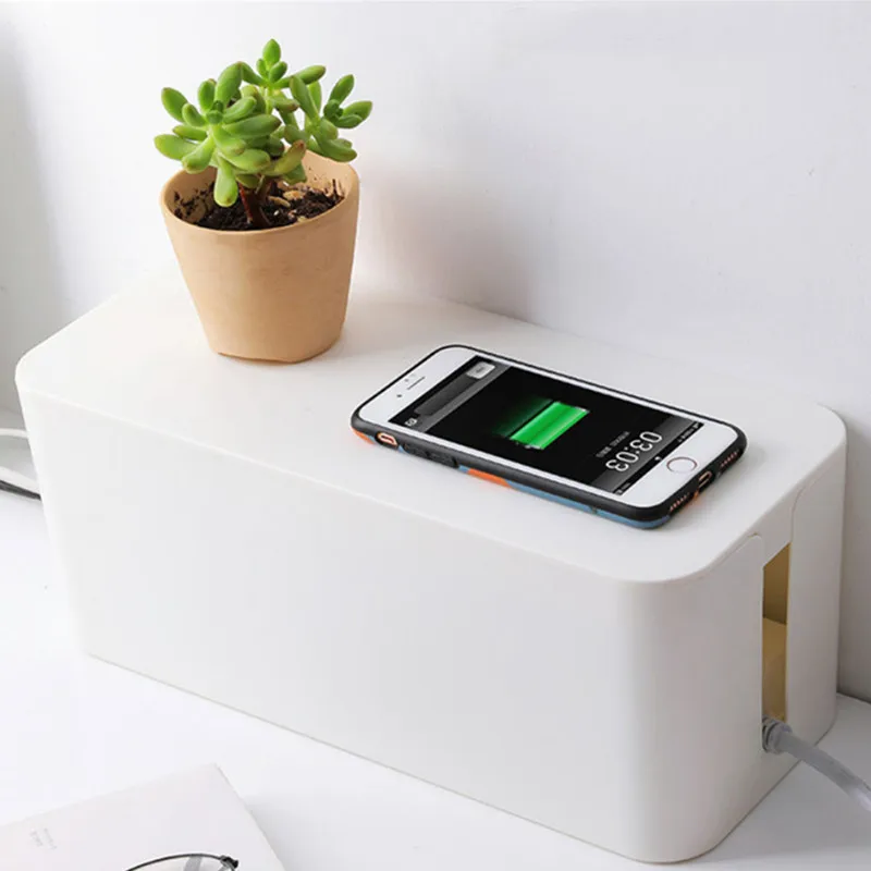 Cable Tidy Storage Box Safety Power Cord Socket Case Organizer Practical Home Office Wire Management Dustproof Home Garden