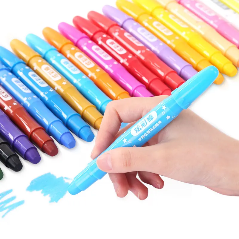 Deli Water Soluble Color Pencil Oil Pastels Color Wax Crayon Rotating Paiting pencil 12-60 Colors Optional Children student