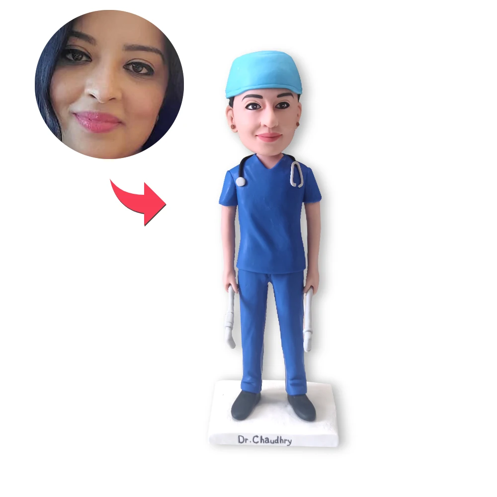 Make A Bobble Head Doctor Nurse Polymer Clay Doll Lettering For Family Friend Personalise Birthday Present Design Customization