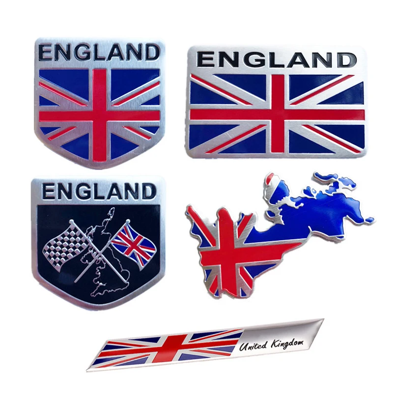 UK Flag United Kingdom Flag Thin Aluminium Label Emblem Chrome Car Styling Sticker England Britain National Flag Car Stickers