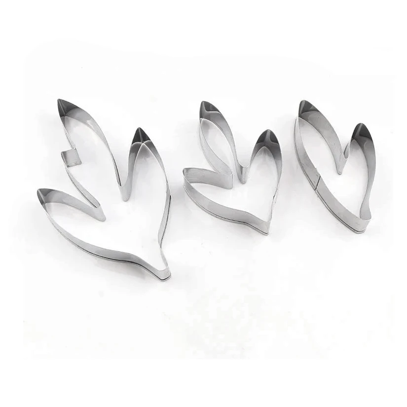 3pcs/set Peony Flower Leaves Cutters Set, Stainless Steel Fondant Cakes Decorating Tools