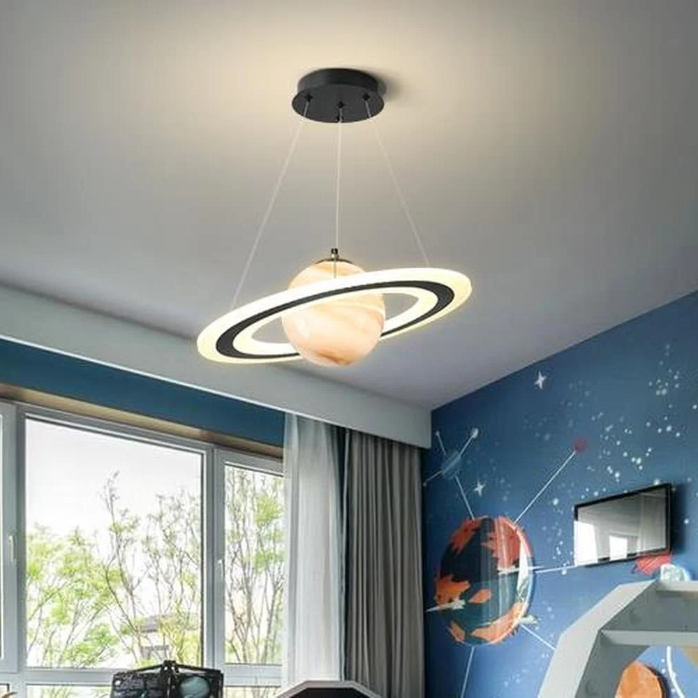 New Pendant Lamp Led Designer Planet Children Room Glass Ball  Boy Girl Living Bedroom Space Reading Indoor Decor Light