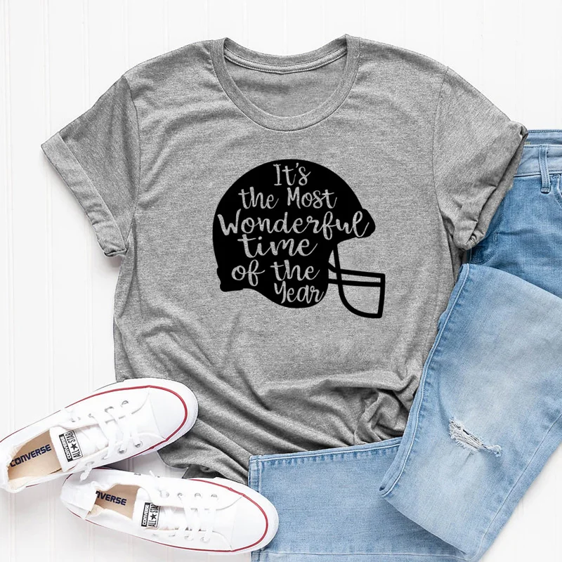 It’s The Most Wonderful Time Of The Year T-shirt Casual Unisex Crewneck Graphic Football Tshirt Women Slogan Game Day Tees Tops