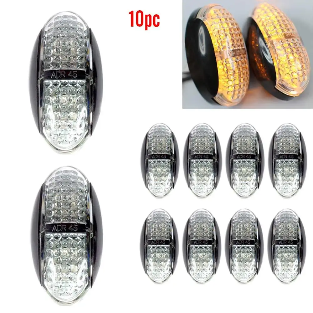 10Pcs เครื่องหมายด้านข้างแผ่นเรืองแสงด้านหลัง4Led รถบรรทุก Clearance รถพ่วง Camper Amber/สีแดง/สีแดงและ Amber/สีขาว