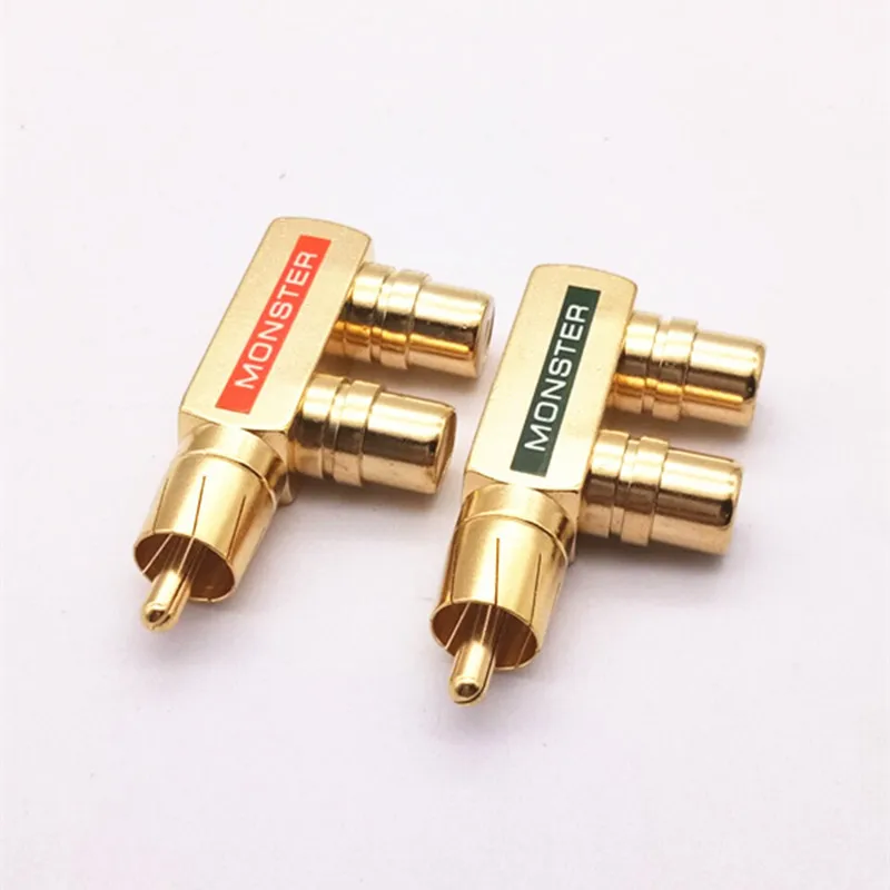 

8PCS/lot 1 RCA Male to 2xRCA Female Right Angle L Y Splitter copper Gold Plated AV Audio Video 90 Degree Adapter Plug Connector