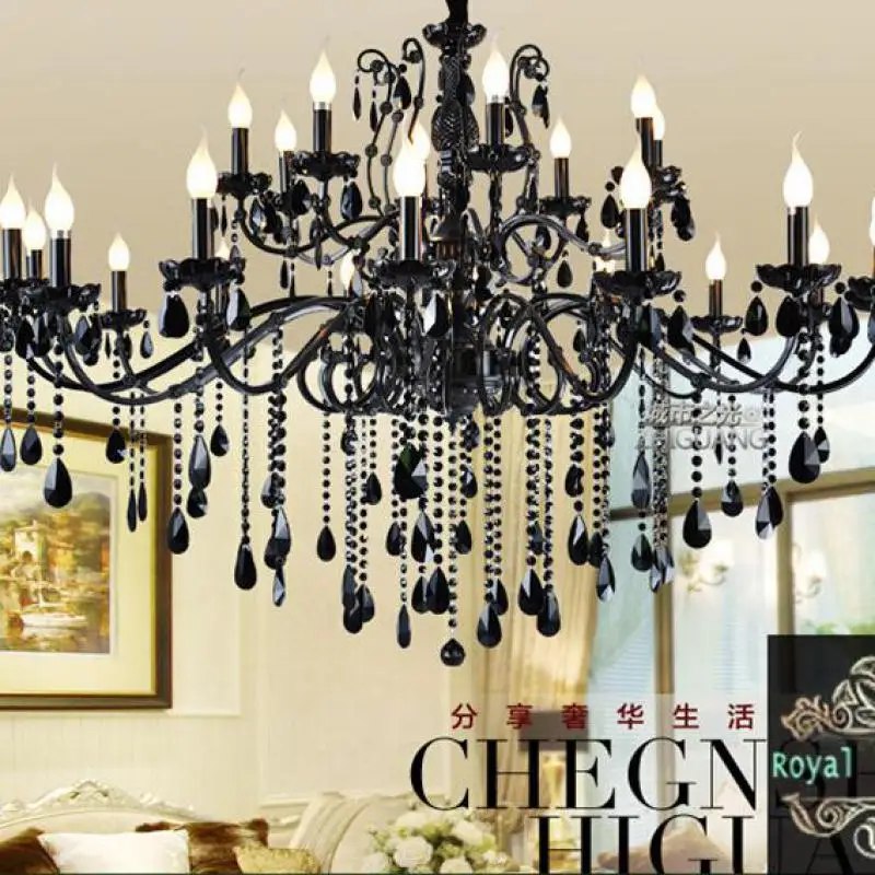 

Antique Church Large Metal chandeliers Fixture living room black crystal chandelier lustres de cristal hotel furniture lighting