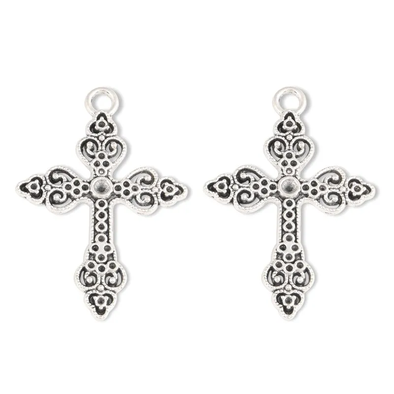 10pcs Silver Color 50x34.5mm Jesus Cross Charms Love And Redemption Pendant For DIY Handmade Metal Jewelry Making Accessorie