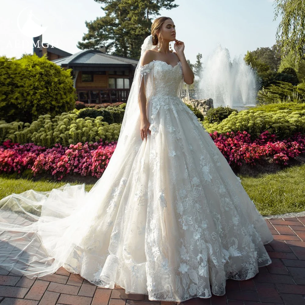 Aedmgh-Robe de Rhvintage avec appliques en dentelle, robes de mariée à pampilles, chérie hors de l'initiative, robe de patients sur mesure