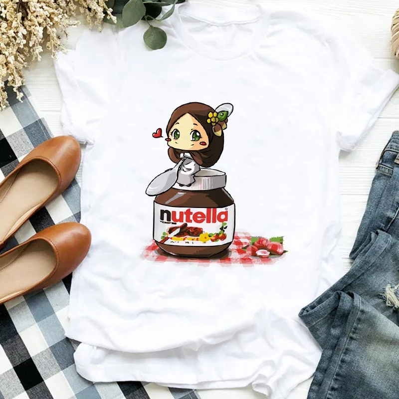 T-shirt Women Nutella Printed Fashion Harajuku Tshirt Girl Casual White Top T Shirt New Summer Female TShirt Clothing