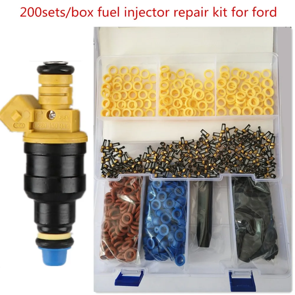 

200sets /box Fuel Injector Repair Kit ORings Filters Caps for Ford 4.6 5.0 5.4 5.8 0280150943 0280150839 11133-11318 AY-RK002