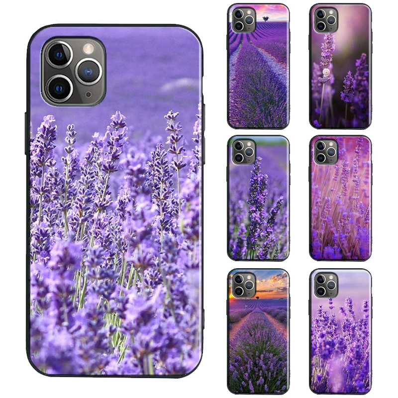 Purple Flowers Lavender Case For iPhone 11 14 13 Pro Max SE 2020 6S 8 7 Plus X XR XS Max 12 Pro Max mini Phone Cover