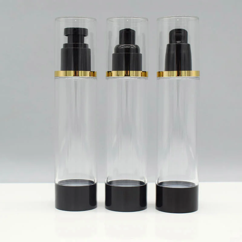 100ml airless bottle black pump bottom lid gold rim frosted body lotion/emulsion/foundation/essence/oil/serum Cosmetic Container