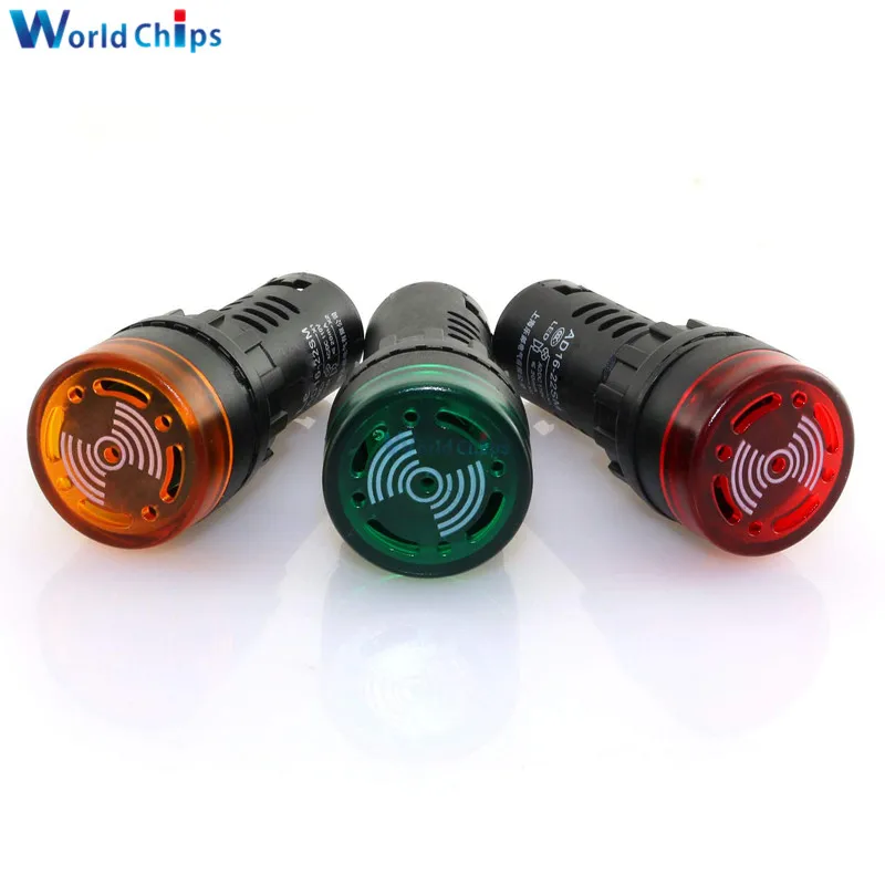 AD16-22SM Flash LED Alarm Indicator Light Signal Lamp Flash Buzzer Lamp DC 12V 24V AC 110V 220V 22mm Red Green Yellow