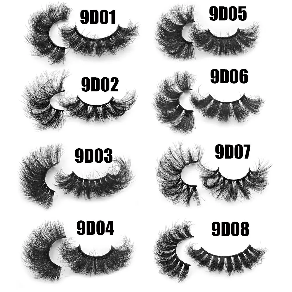 Pairs 9D Reusable Thick Long Soft Band Handmade Craft Wispy Fluffy Eye Lashes False Eyelashes 9D Faux Mink Eyelashes Extension