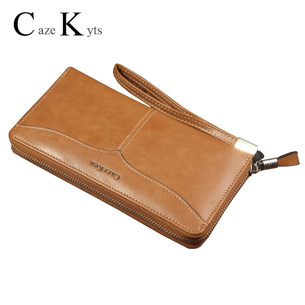 Men's wallet business casual large-capacity clutch bag soft oil wax leather multi-card mobile phone bag