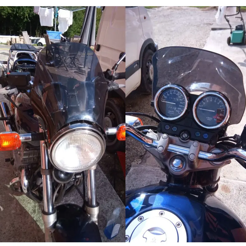 Universal Motorcycle Windshield Round Lights Street Bike Windscreen Screen Glass As For Honda Yamaha Kawasaki Suzuki Smoke Clear