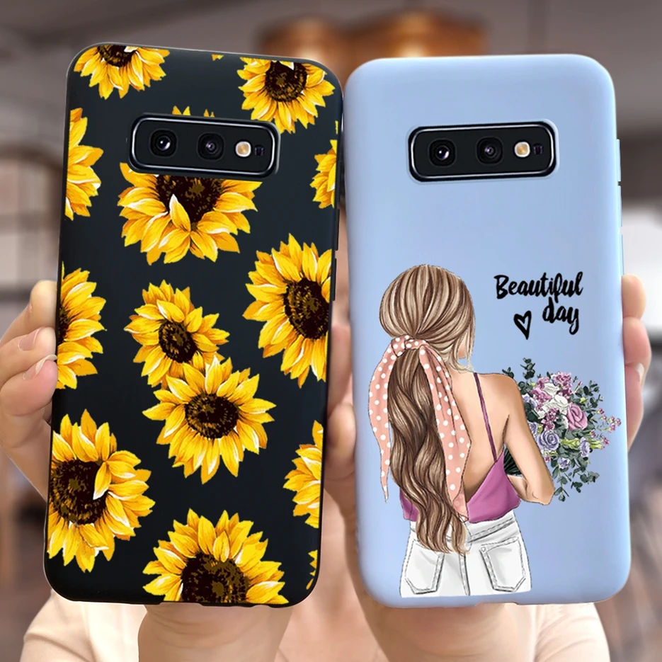 For Samsung Galaxy S10 Plus Case S10 S10e Soft Silicone Fundas Cute Sunflower Cover Cases For Sansung S10+ S10 S10e Coque Bumper