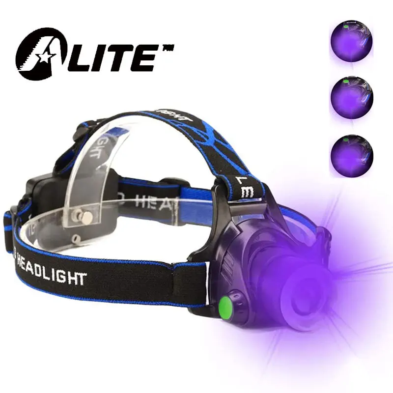 TMWT Tactical Blacklight Headlamp UV-Ultraviolet LED 4 Modes 395-410nm Headlight Leak detector Cat-Dog-Pet Urine Detector