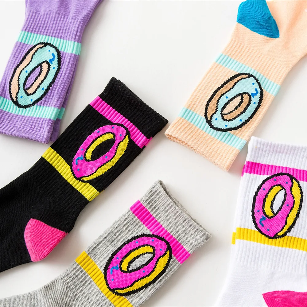 2021 New Men's And Women's Socks Donuts European And American Couples Popular Breathable Tube Socks Strategic Inventory