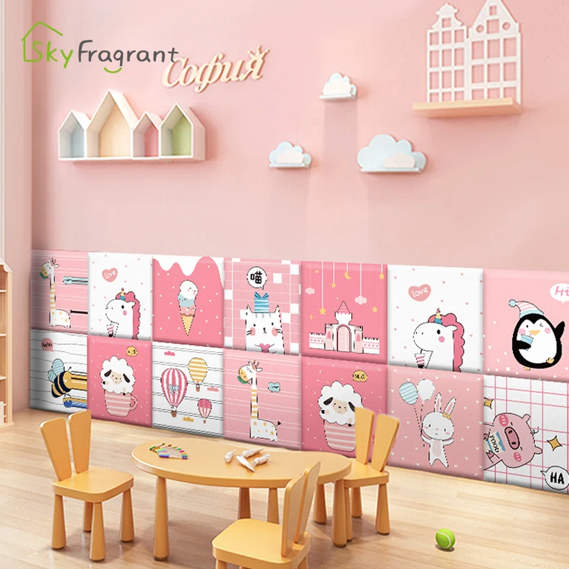 Kindergarten Cartoon Anti-Collision Wall Stickers For Kids Rooms 3D Soft Wall Decoration Self Adhesive Home Wall Decor Sticker