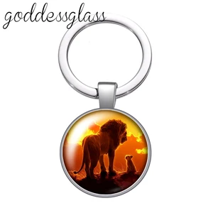 Disney Aslan Kral Sevimli Simba Timon Pumbaa cam anahtarlık çanta anahtarlık araba Halka Tutucu Takılar, anahtar zincirleri, hediye En iyi 10 ürün anahtarı, rei leao-no. 6