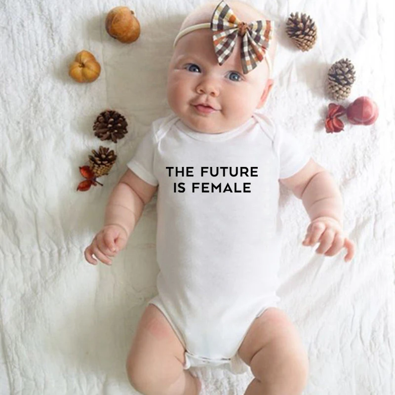 

The Future Is Female Funny Newbron Baby Bodysuits Summer Cotton Short Sleeve Toddler Jumpsuits Body Boys Girls Onesies Clothes
