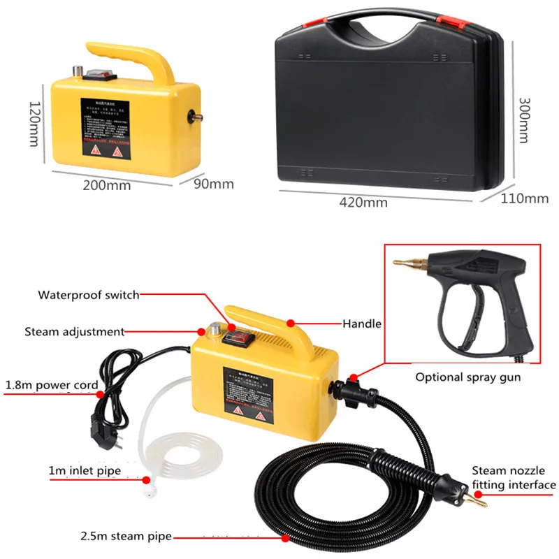 220V wysokotemperaturowa i ciśnieniowa mobilna maszyna czyszcząca odkurzacz parowy automatyczny pompujący dezynfektor sterylizacyjny 2600W 1.8M