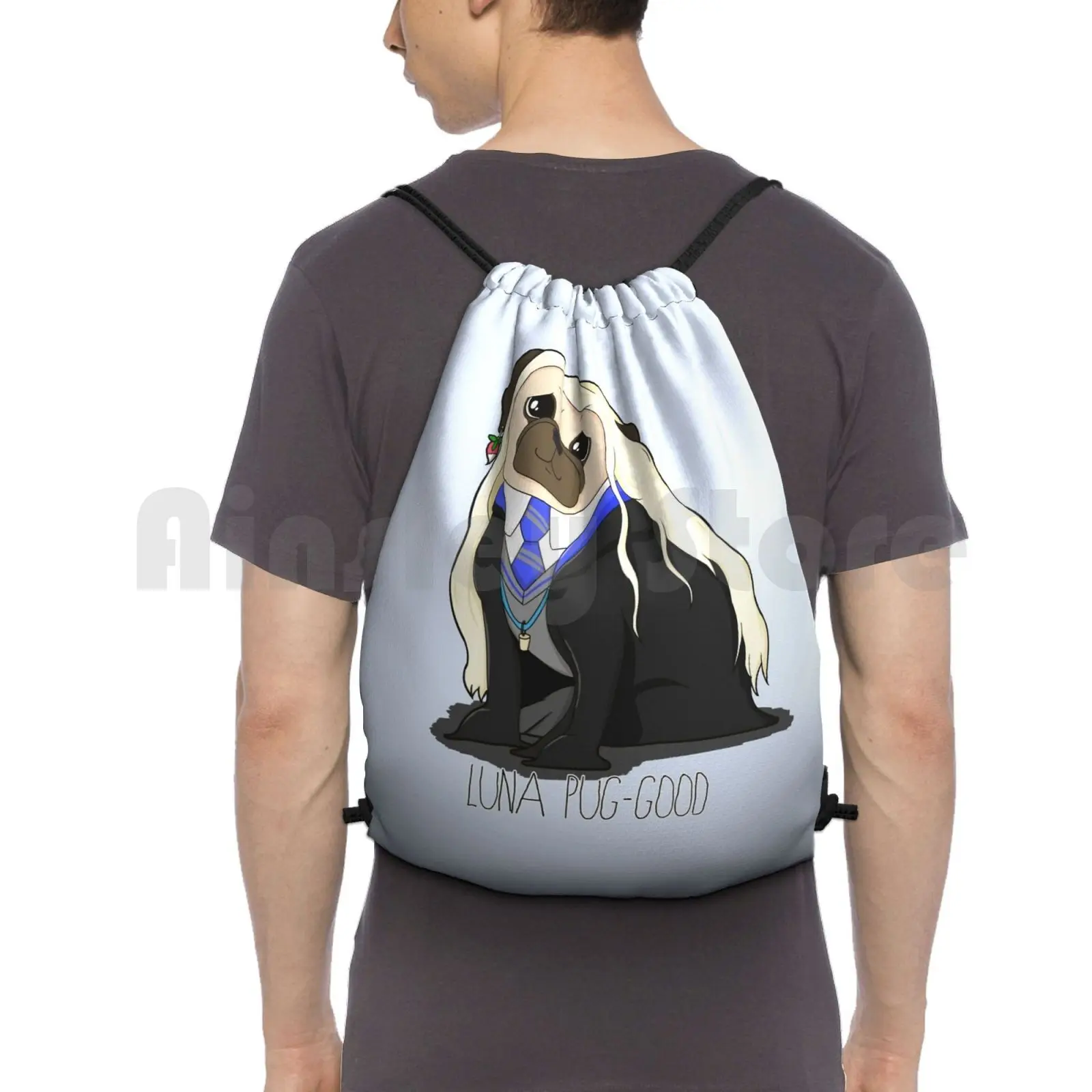 Luna Pug-Good Backpack Drawstring Bags Gym Bag Waterproof Luna Lovegood Luna Puggood Harry Pugger Luna Lovegood Wizard