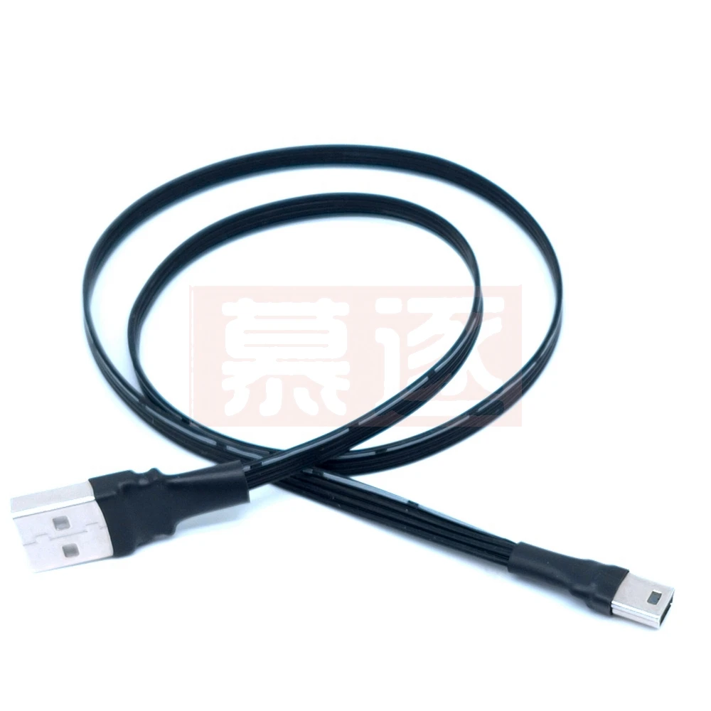 Super Flat flexible Mini USB B Type 5pin Male UP Down Left Right Angled 90 Degree to USB 2.0 Male Data Cable 0.1m 0.2m 0.3m 0.5m