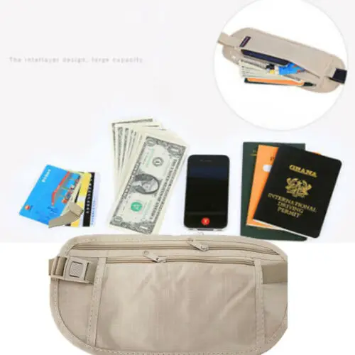 Travel Waist Hidden Security Money Belt Passport Card Ticket Bag