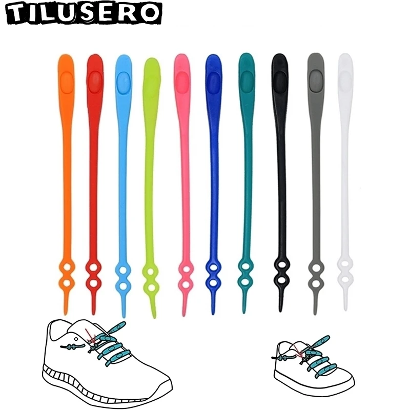 Cordones de silicona impermeables para zapatos, cordones elásticos redondos, accesorios para zapatos de seguridad, sin corbata, 14 unids/set