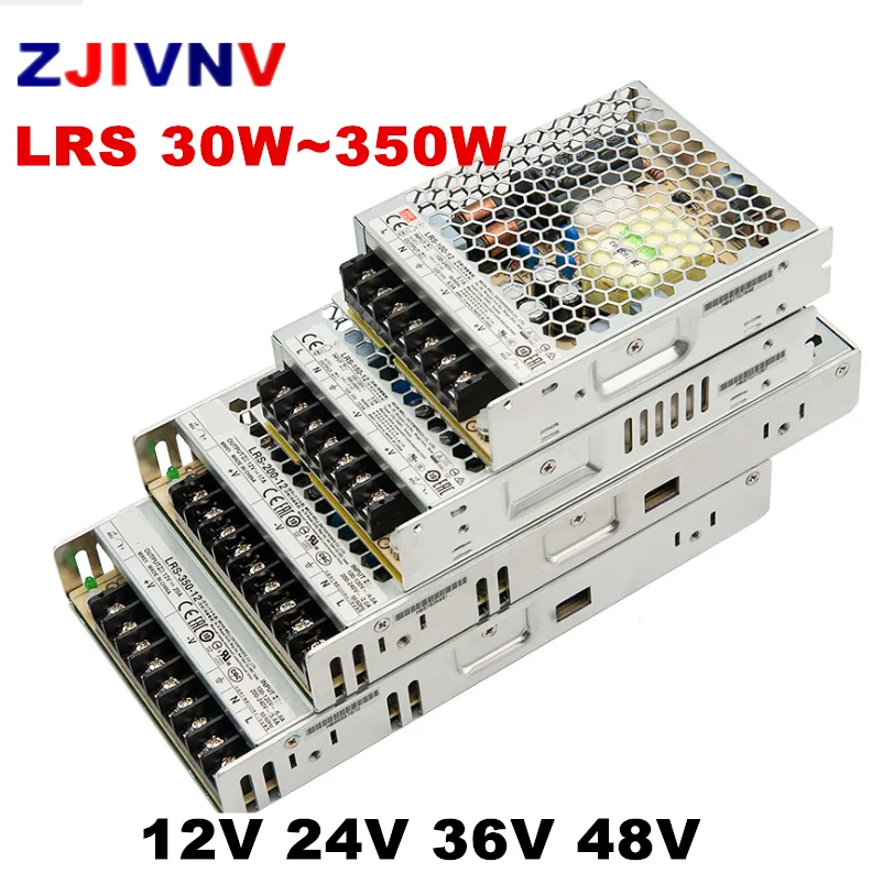 Switching power supply, LRS series new ultra-thin ac 110V 220V to DC12V 24V dc power supply 36v 48v, 35/50/75/100/200/350w smps