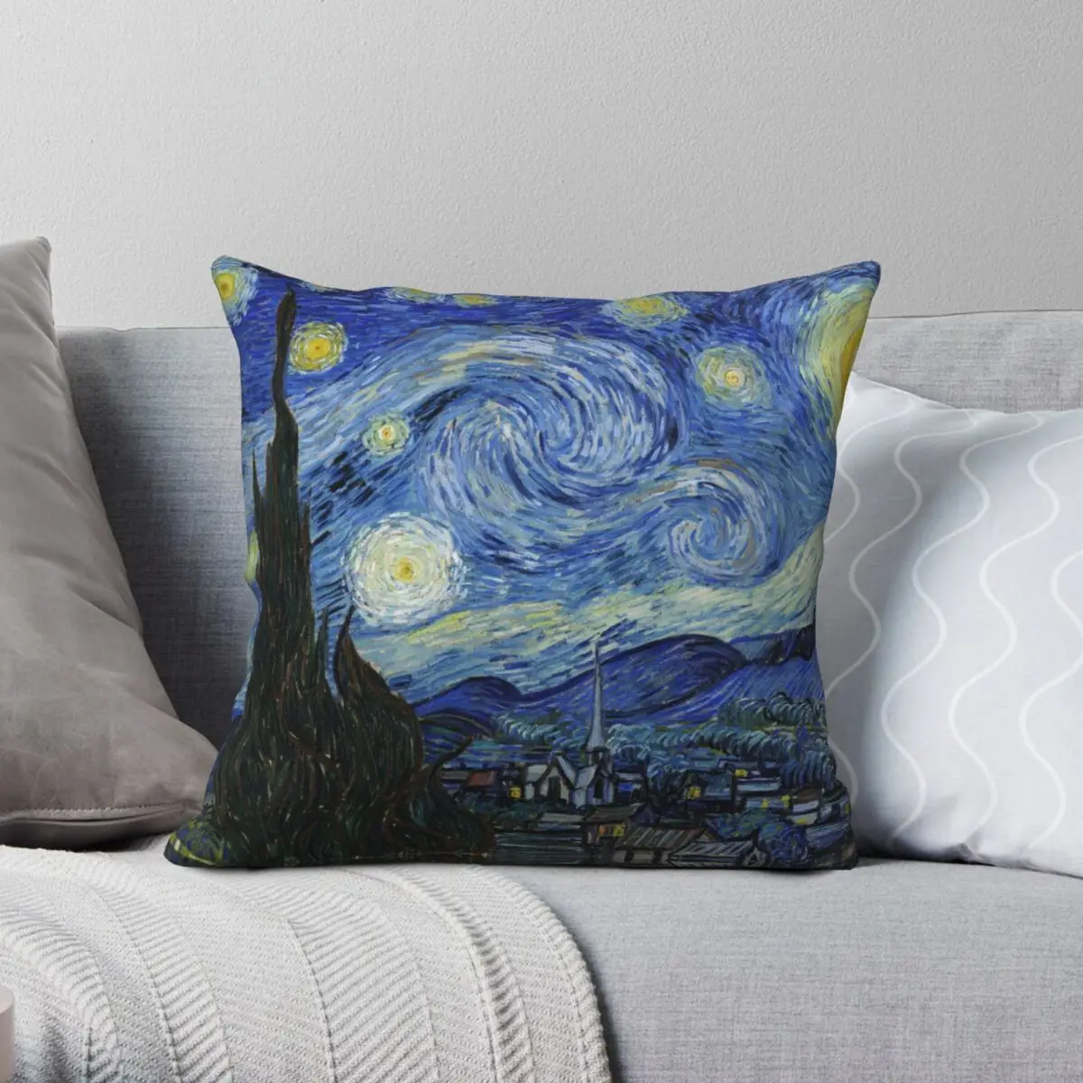 

Vincent Van Gogh Starry Night Pillowcase Polyester Linen Velvet Zip Decor Sofa Seater Cushion Case