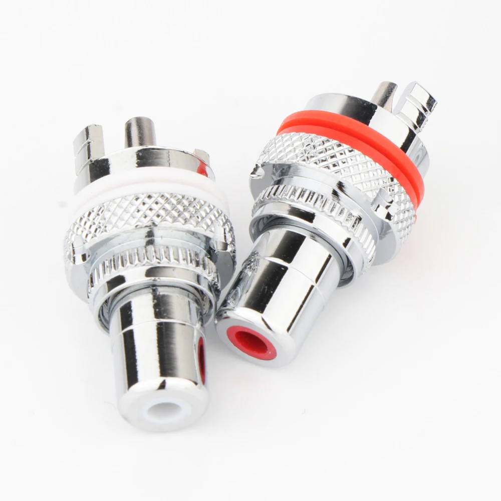 4pcs CMC Style Silver Plated  RCA Socket Female RCA Jack Socket Connector Solder RCA Amplifier  RS3007