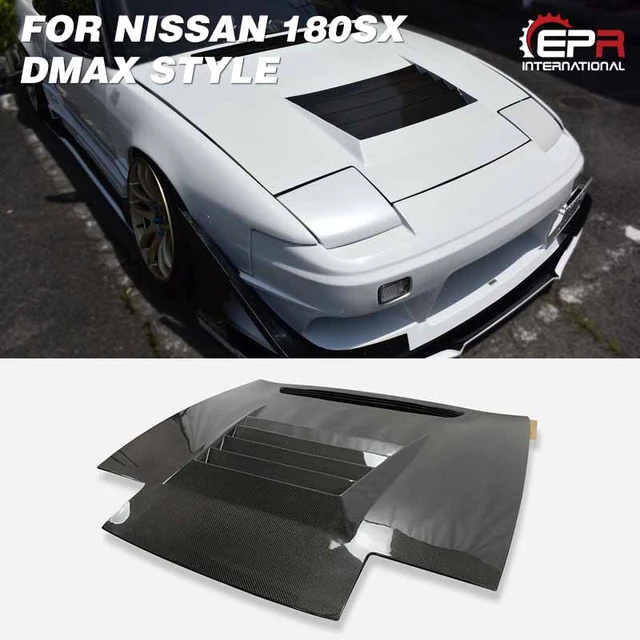 Carbon Fiber Hood For Nissan 180SX S13 DMX Style Glossy Finish Bonnet Cover  DM Tuning Vented Body Kit Trim Part CarAccessories