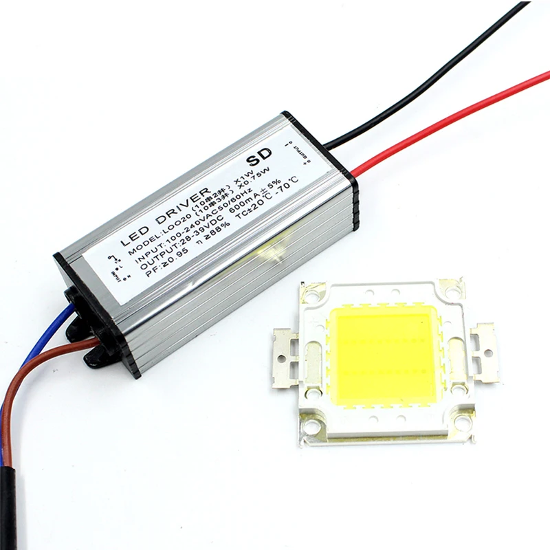1Zestaw Real Watt 10W 20W 30W 50W COB LED Zintegrowany układ lampy z sterownikiem zasilania LED Do reflektorów LED Światło punktowe
