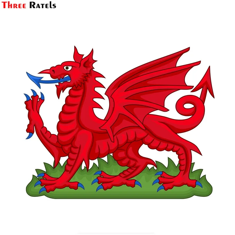 Three Ratels FCT-638# 13x16cm Red Dragon Badge Of Wales Waterproof Car Sticker Decal Motorcycles Decoration On Window Wall Bumpe