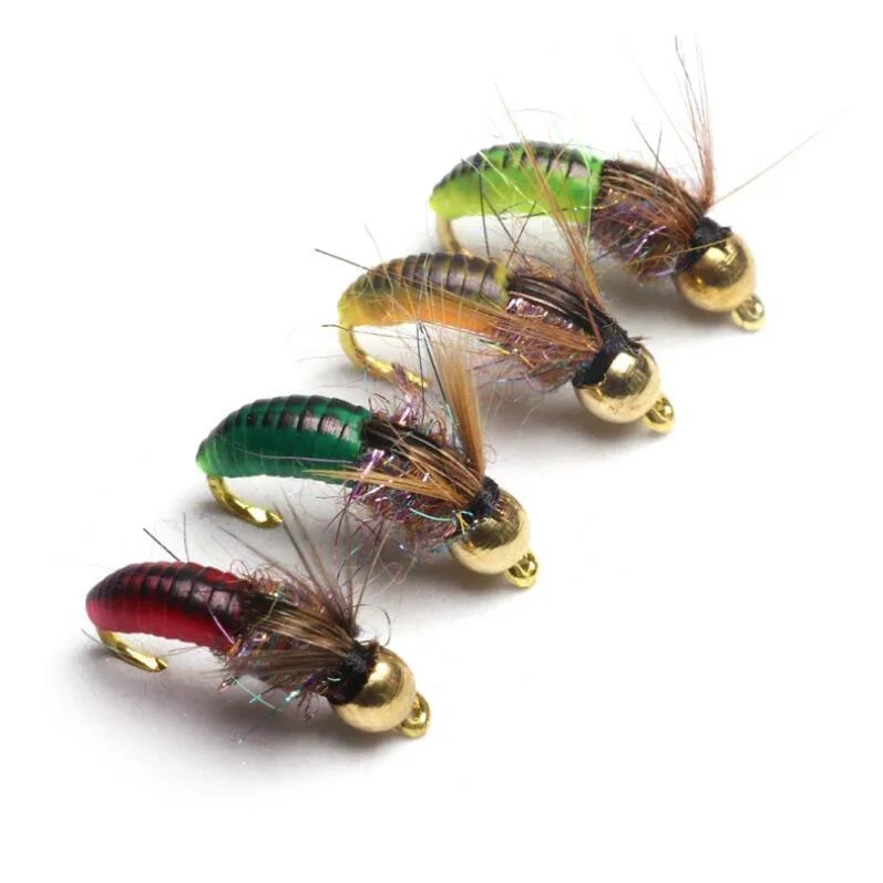 4/8Pcs/Box Worm Brown Nymph Fly Deer Hair Beetle Trout Fly Fishing Fly Bait Fishing Lure