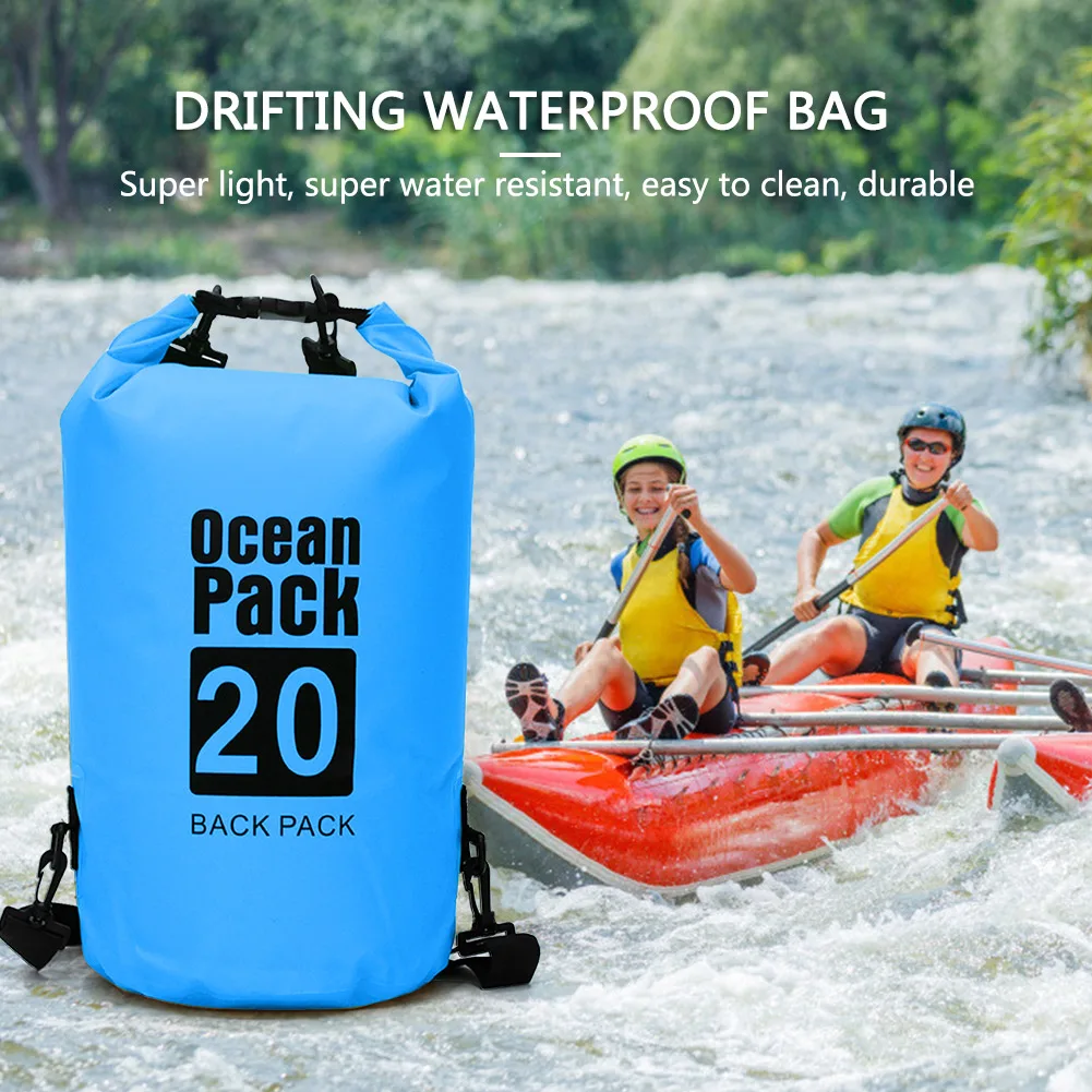 2L/5L/10L/20L Waterproof Dry Bag Drifting PVC Mesh Bag Kayaking Swimming Floating Boating Bag Storage Pack Water Resistant Pouch