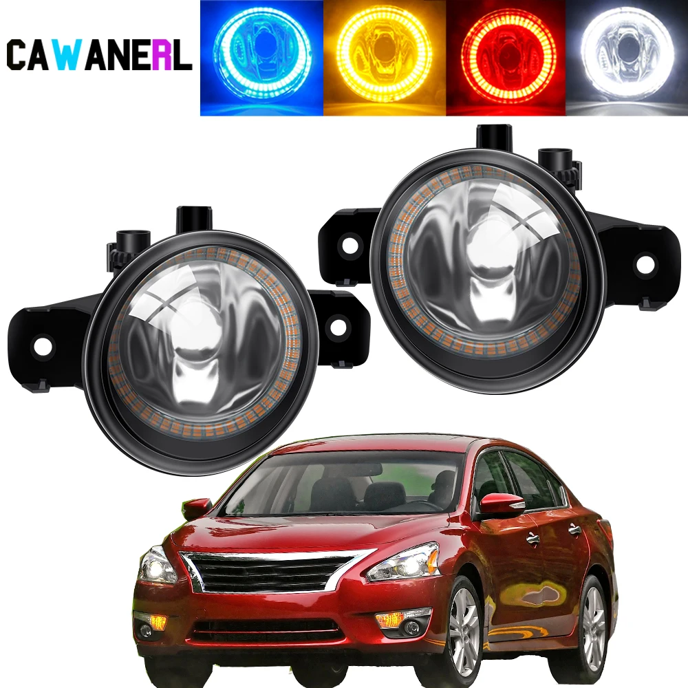 

2 X Car Angel Eye Fog Light Assembly Halo Ring DRL Daytime Lamp Lampshade + Replaceable 20W Bulb 12V For Nissan Altima 2007-2018