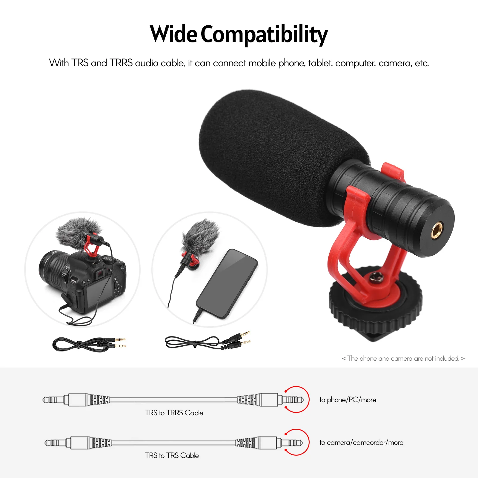 Andoer Camera Microphone Cardioid Condenser Mic with 3.5mm Port Anti-Shock Mount Sponge & Furry Windshield Carrying Case Record