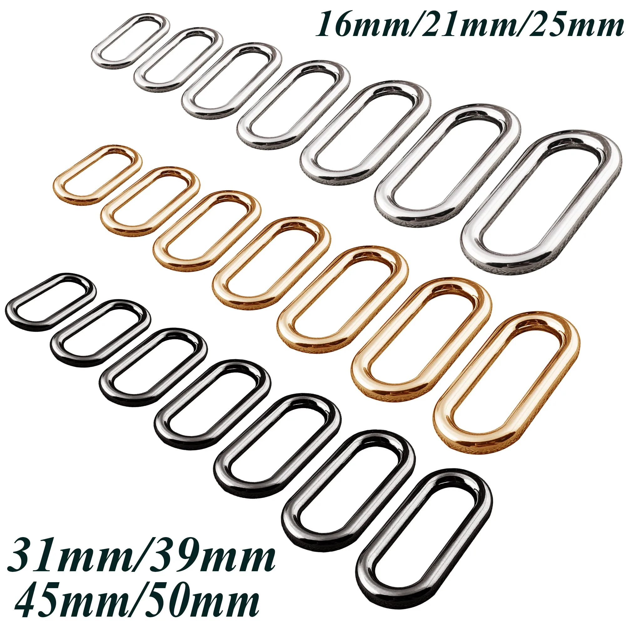 10 PCS Silver/Gold/Gunmetal Rectangle Rings,Square Rectangular Wire Loops Bag Rings,Webbing Purse Handbag Making Hardware