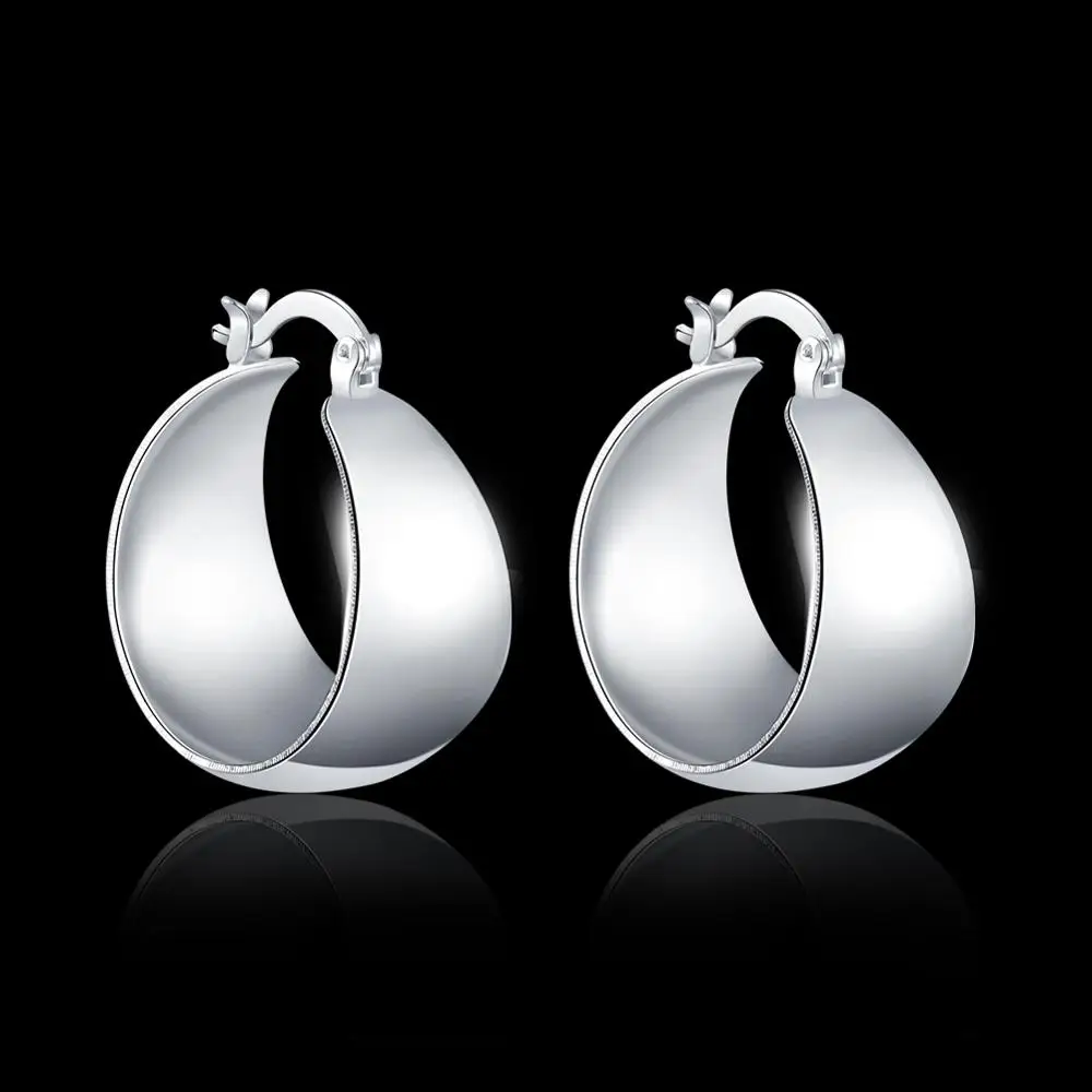 Brincos femininos de prata esterlina 925, brincos redondos quadrados, joias para presente de natal e festa de casamento com frete grátis