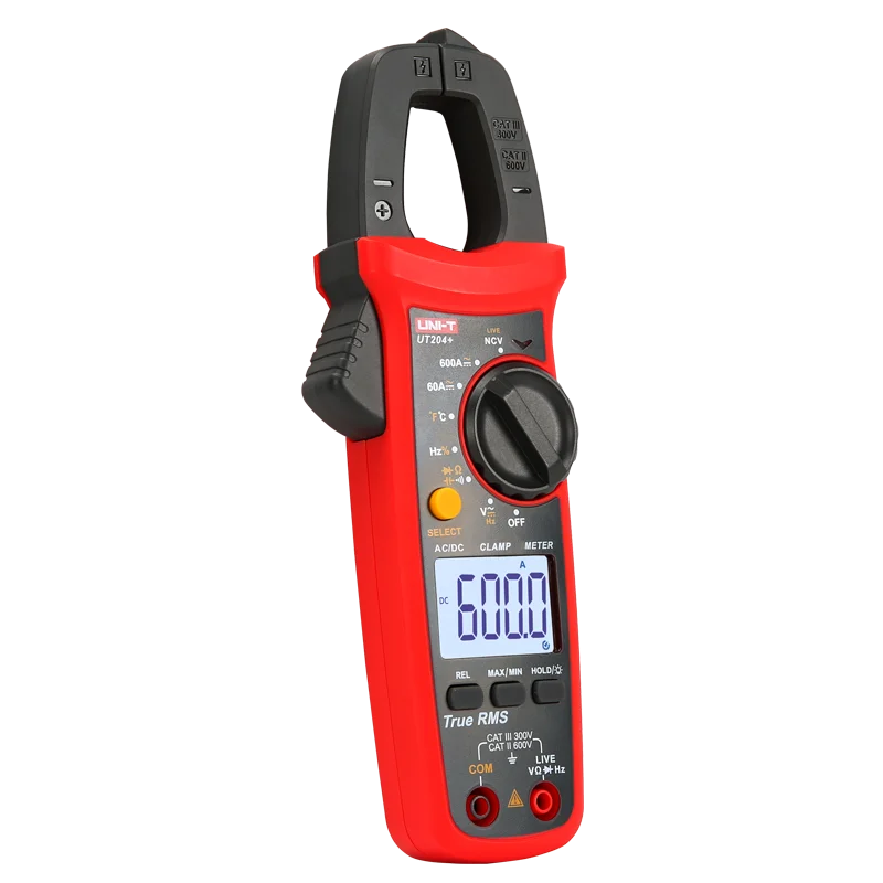 UNI-T UT204 Plus Series Clamp Ammeters. UNI T Temperature Voltage Tester LCD Digital Current Clamp AC/DC NCV True Rms Multimeter