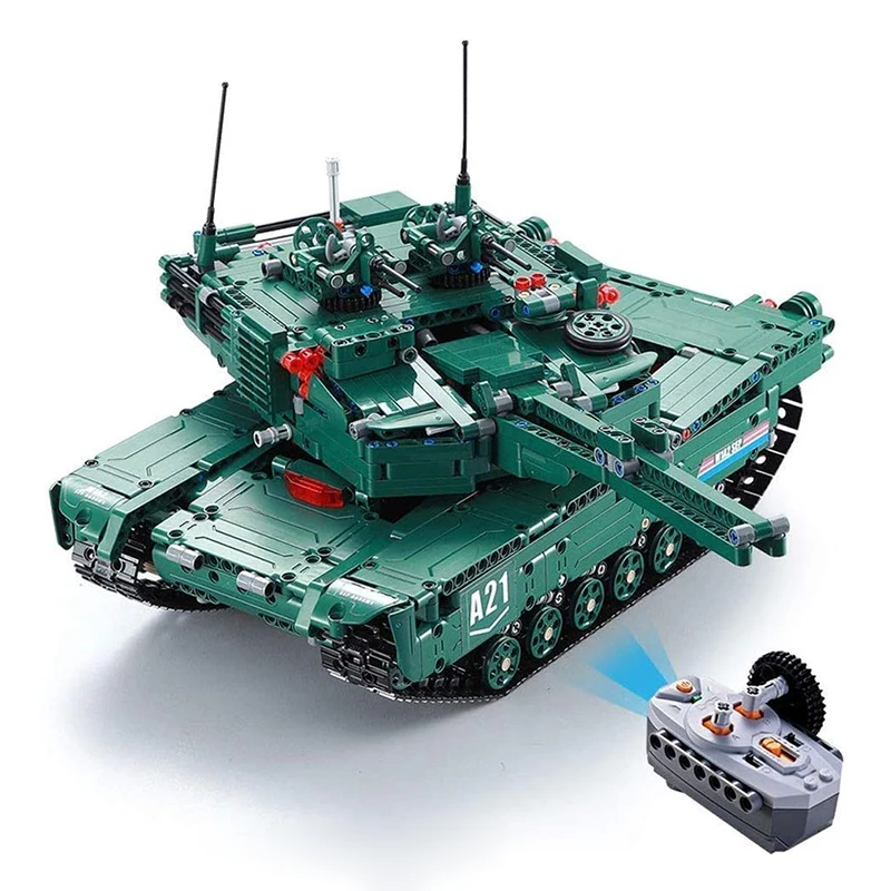 Blocos de construção RC Battle Tank para crianças, 1:20 M1A2, arma militar, tanque de controle remoto, tijolos C61001, brinquedo antiaéreo, 1498 peças