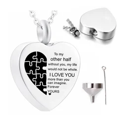Exquisite urn necklace with heart-shaped puzzle ashes pendant cremation urn necklace Keepsake-with velvet packaging bag