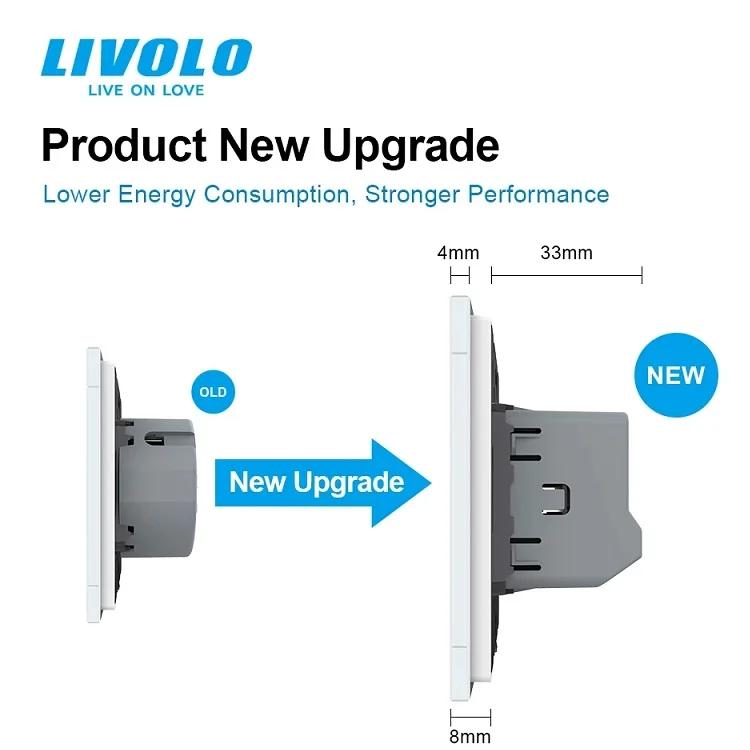 Livolo EU Standard,VL-C702W-11,2 Gangs 1 Way Luxury Crystal Glass Panel Glass Curtain Switch Smart  Touch Wall Switch